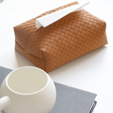Woven Leather Tissue Box Holder