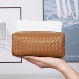 Woven Leather Tissue Box Holder