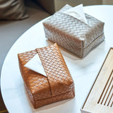 Woven Leather Tissue Box Holder